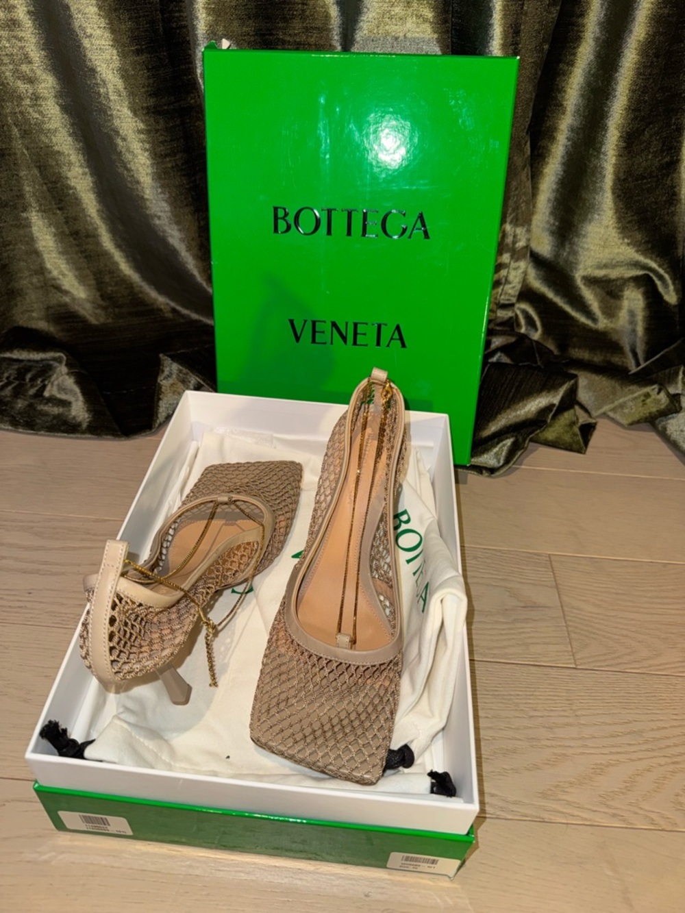 Bottega Veneta Tan Woven Leather Slingback Heels